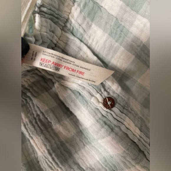 NWT: FREE PEOPLE Sunday Morning Boxer Aqua Gingham Size Large - Picture 9 of 9